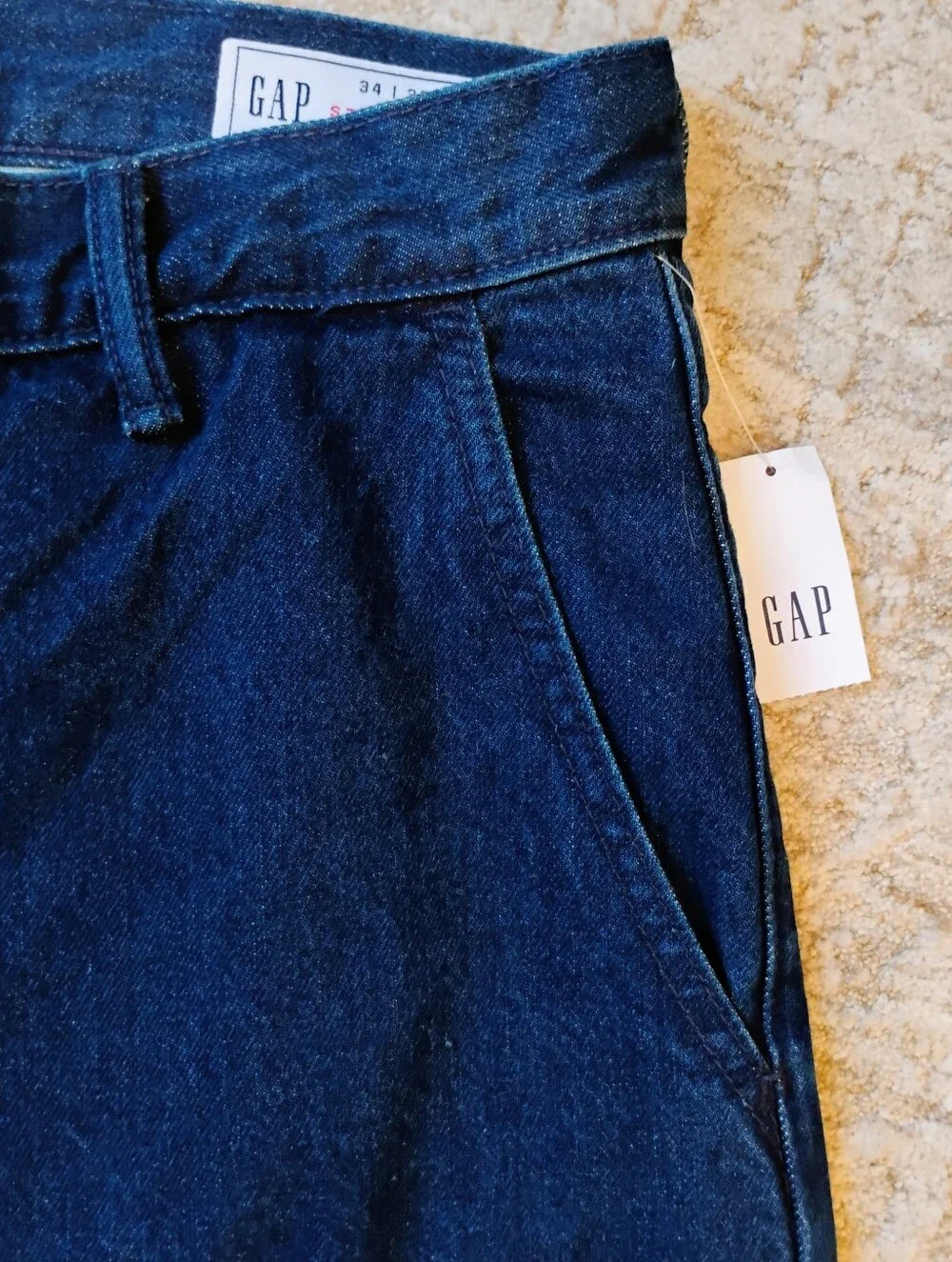 NWT 34x32 GAP Straight Dark Wash Trouser Jeans Flat Front NWT
